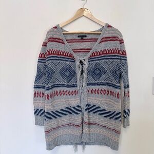 Vintage Red and Blue Patterned Cardigan